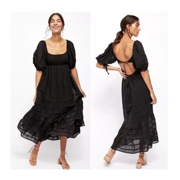 Free People Let's be friends Midi Dress Black size S  *J - Picture 2 of 5
